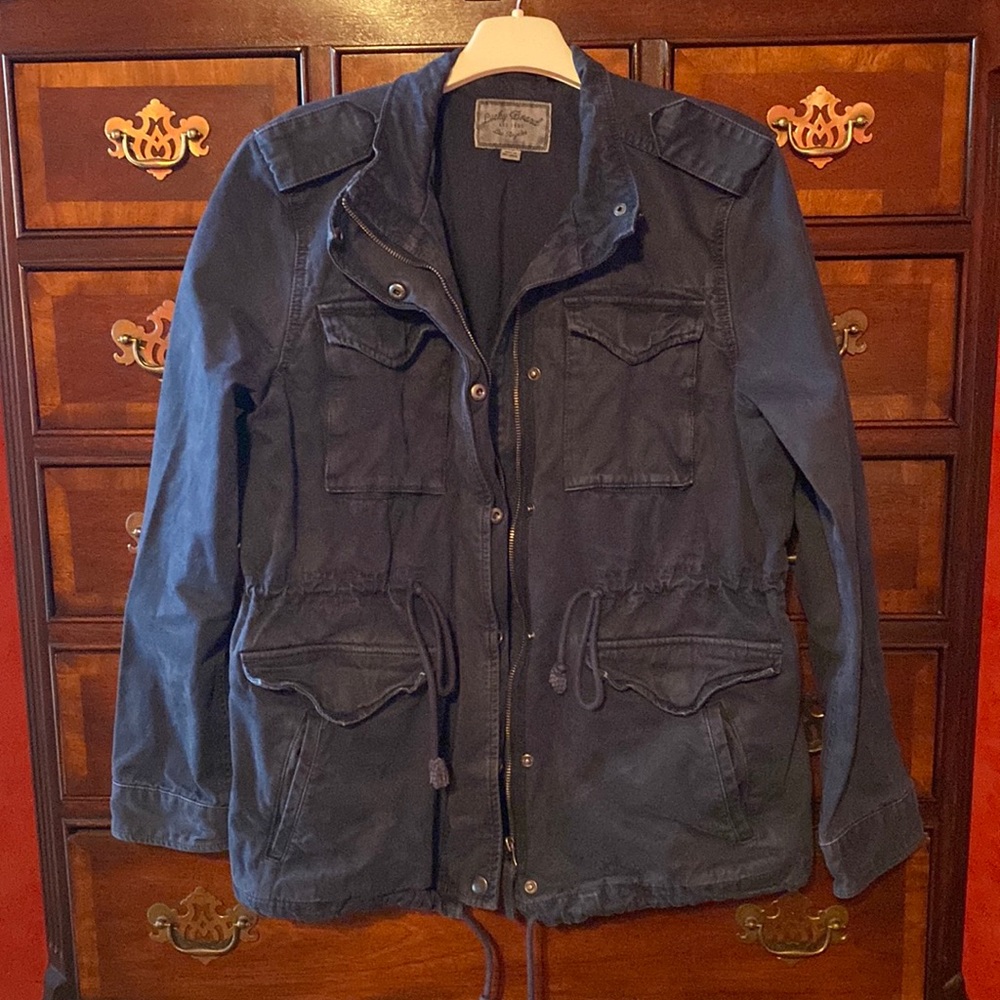 Lucky Brand faded medium navy jacket. Military style.